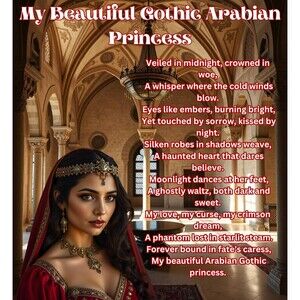 My Gothic Girl T Shirt Women's 2XL Black Gothic Arabian Princess Poetry Whimsy